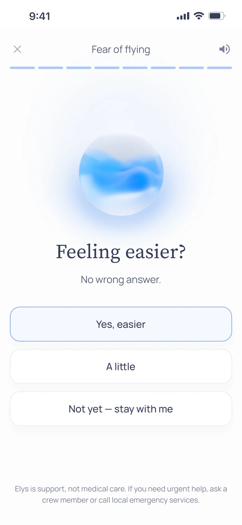 Elys Life — a guided practice checking whether you feel easier