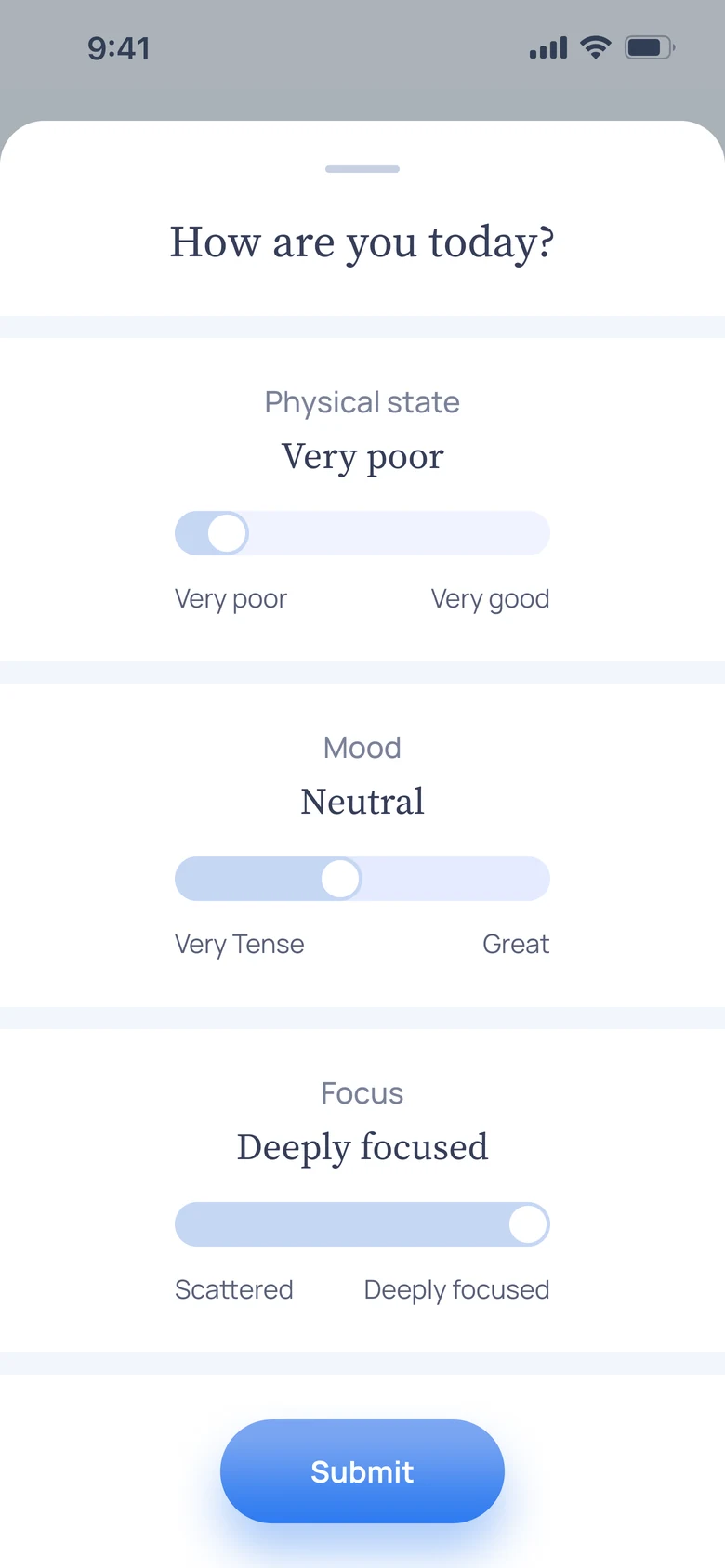 Daily check-in screen